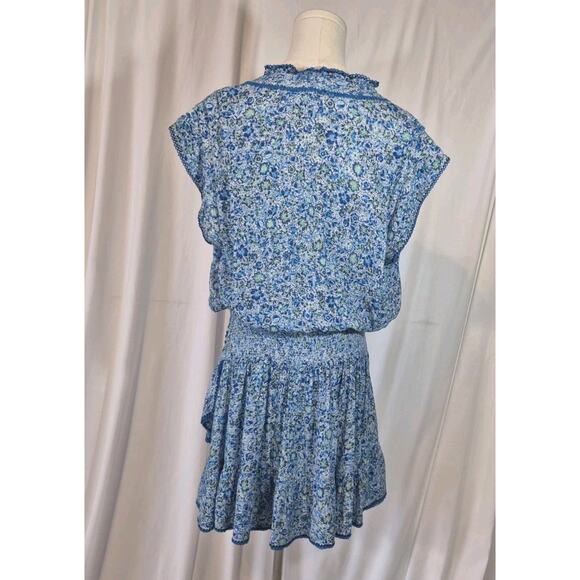 Poupette St. Barth Womens Estelle Blue Mayflower Mini Dress Medium - Picture 9 of 15